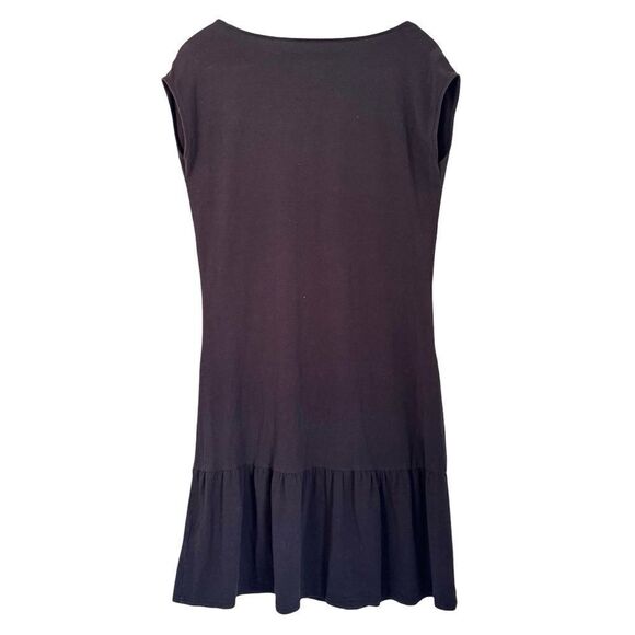 Garnet Hill Easy Tee Black Ruched Ruffle Shirt Dress Size Small - Picture 2 of 5